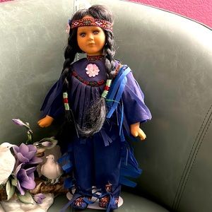 Ashley Belle Collection Porcelain Bisque Indian Girl Doll with Stand